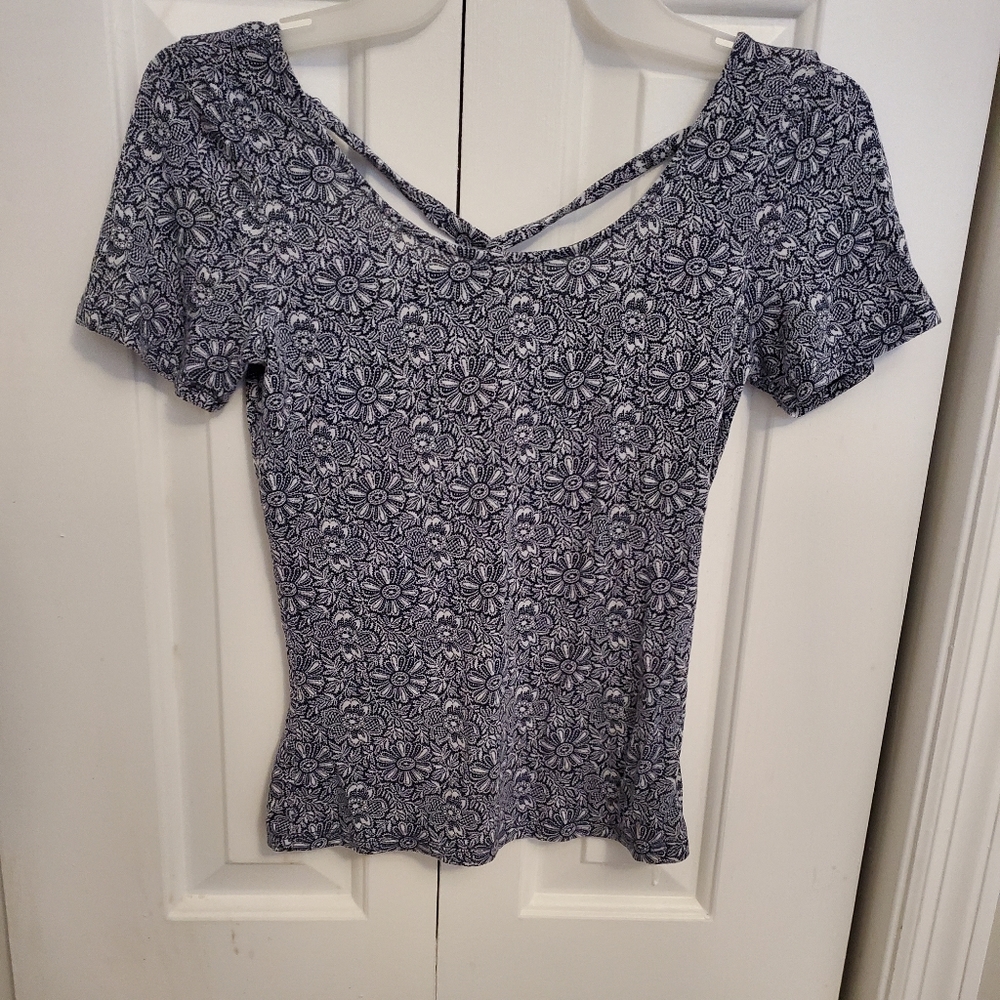 Navy Floral Top